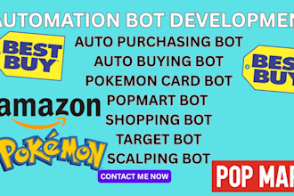 custom shopping bot, popmart checkout bot, amazon bot, target bot, bestbuy bot