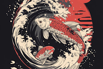 draw anime or japanese art digital illustration for t shirt