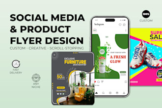 design social media posts and product flyers