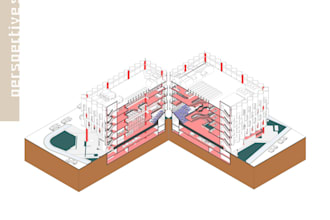 create architectural concept diagrams, perspective section, and design analysis