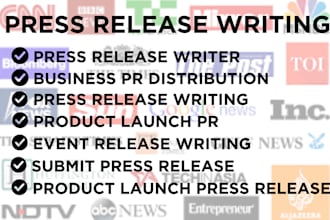 do press release writing for startup business product launch, pr distribution