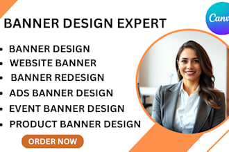 design editable canva banner for website, event, business, ads banner and more