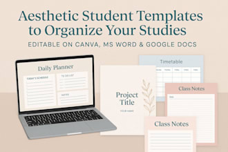 design aesthetic student templates for planner, timetables and more