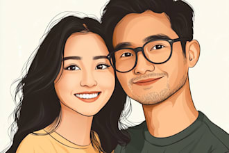 draw couple portrait illustration from photo