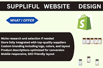 design a branded suppliful ecommerce store with  best suppliers for your website