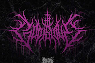 draw metal, brutal, death logo for your band, brand