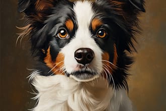 draw cute pet watercolor portrait illustration