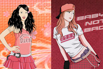 draw retro 90s or y2k japanese manga style illustration