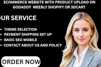 build ecommerce website godaddy weebly shopify 3dcart with product upload