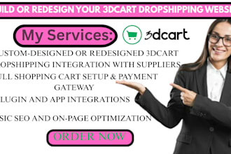build redesign 3dcart dropshipping website setup shopping cart upload products