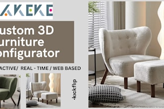 2d 3d furniture configurator on zakeke kickflip gelato for shopify pod store