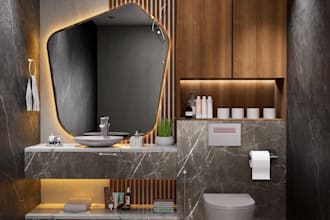 do interior design for bathroom, 3d and render bathroom interior design