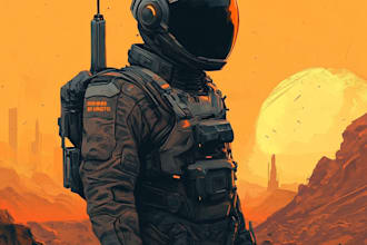 do a sci fi character illustration or sci fi character