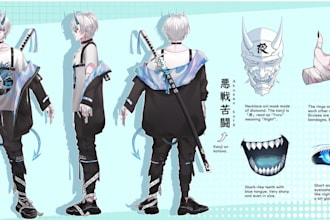design your anime vtuber or furry oc character sheet in any art style you want