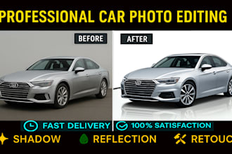 do car photo editing, car reflection, shadow and retouching