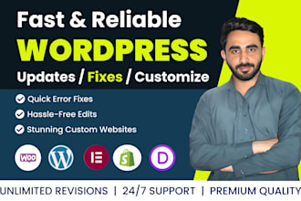 fix wordpress, divi, elementor pro, shopify, woocommerce, expert website help