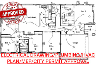do architectural, electrical drawings, plumbing plans, mep, hvac for permit