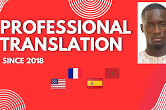 provide high quality translation services in fr,en,es,ar