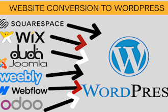 convert joomla wix webflow squarespace odoo duda website to wordpress