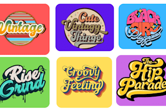 design 3d 70s vintage custom typography logo