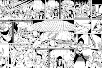 draw a comic book illustration character design graphics novel anime manga nfsw