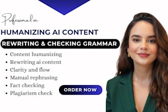 rewrite, humanize ai content, grammar check manuscript, novel for clarity flow