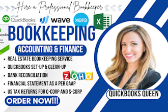 do real estate accounting bookkeeping, quickbooks online setup, catchup, cleanup