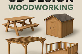 do 3d design woodworking furniture, pergola, shed, deck
