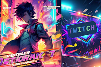 design unique anime banner for twitch discord youtude kick