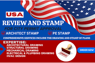 review stamp architectural structural engineering floor plan mep permit drawing