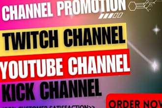 promote your twitch channel, kick channel with real followers and live viewers