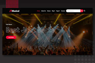 create a music website for bands, artists, djs, podcast, episodes and studios