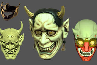 sculpt 3d mask cosplay oni mask 3d pepakura japanese mask stl for 3d printing