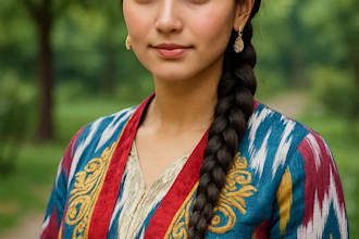 create stunning realistic portraits of uzbek women in traditional style