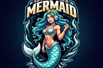 design high quality esport mermaid mascot logo with my fastest delivery
