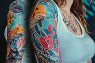 do realistic tattoo, tattoo sleeve design, custom tattoo art