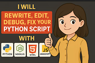 rewrite, edit, debug, fix your python script with python nodejs html javascript