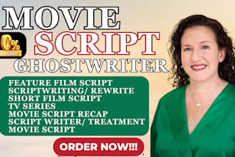 write movie script, screenplay, feature film, screenwriting film script, tv plot