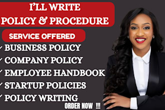 write professional business policies, company procedures and compliance document