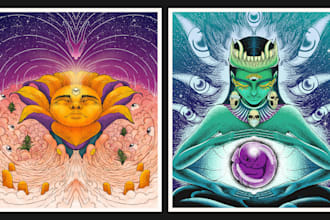 make psychedelic dark art with trippy and stoner aesthetic