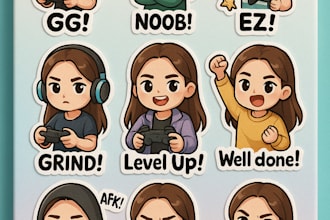 create custom anime gamer chibi sticker packs for you