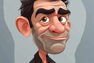 draw half body full color caricature