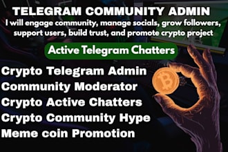 do meme coin promotion telegram community group manager with discord chatters