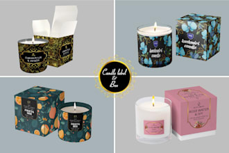 design luxury candle label with logo and box