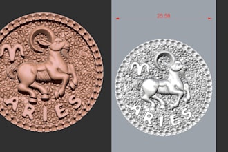 sculpt custom printable coin 3d jewelry pendant medallion cnc stl file in zbrush