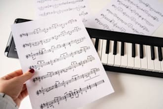 transcribe your music sheet, audio, video, lyrics for piano, guitar, vocals