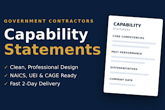 design a capability statement for government contractors