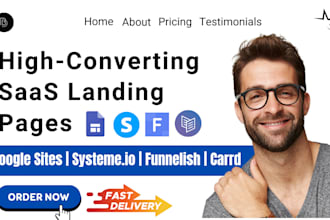 design saas landing page google sites systeme io sales funnel one page website