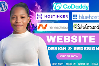 design wordpress website on hostinger, bluehost, namecheap, siteground, godaddy