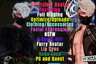 create3d model vrchat avatar furry avatar nsfw 3d vtuber, unity ,pc and quest
